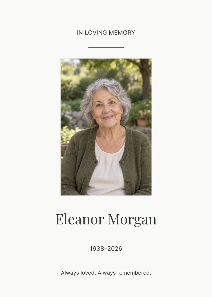 Preview for A Gentle Farewell Remembrance Card Template