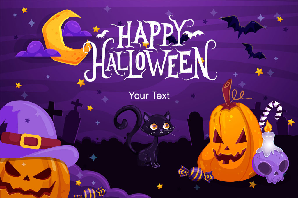 Halloween template with cartoon elements