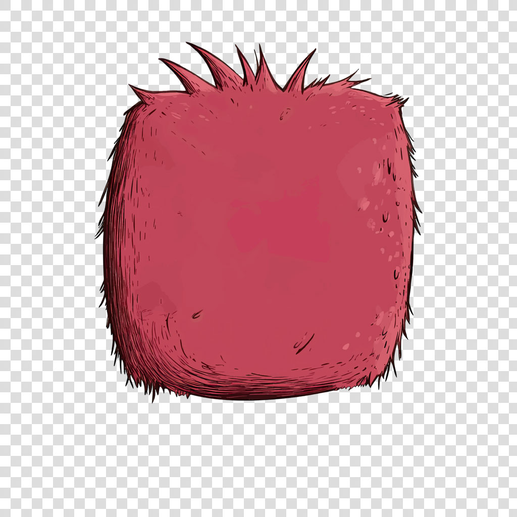 Illustration of a red rambutan fruit with hairy exterior