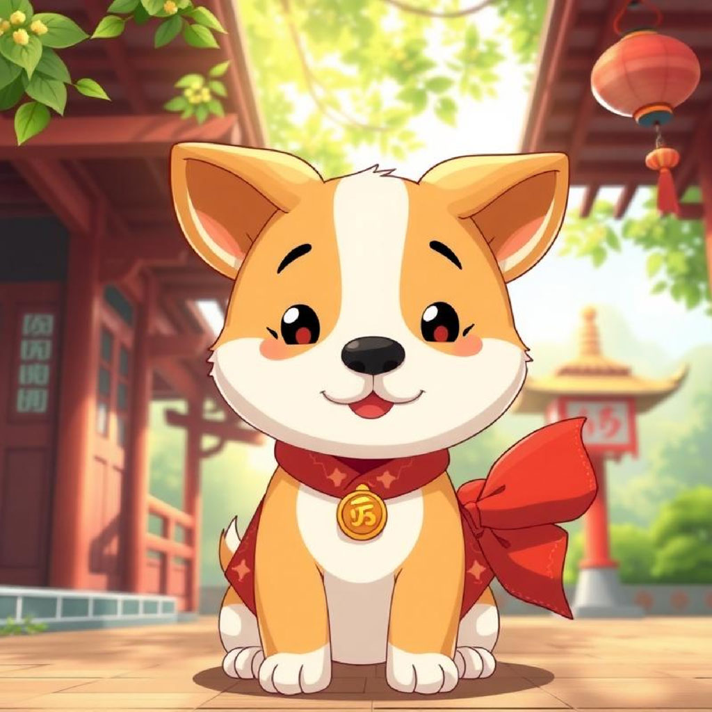 Two cartoon girls in traditional Japanese kimonos standing in a garden