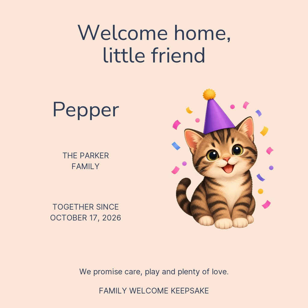 Preview for Welcome Home Little Friend Square Post Template