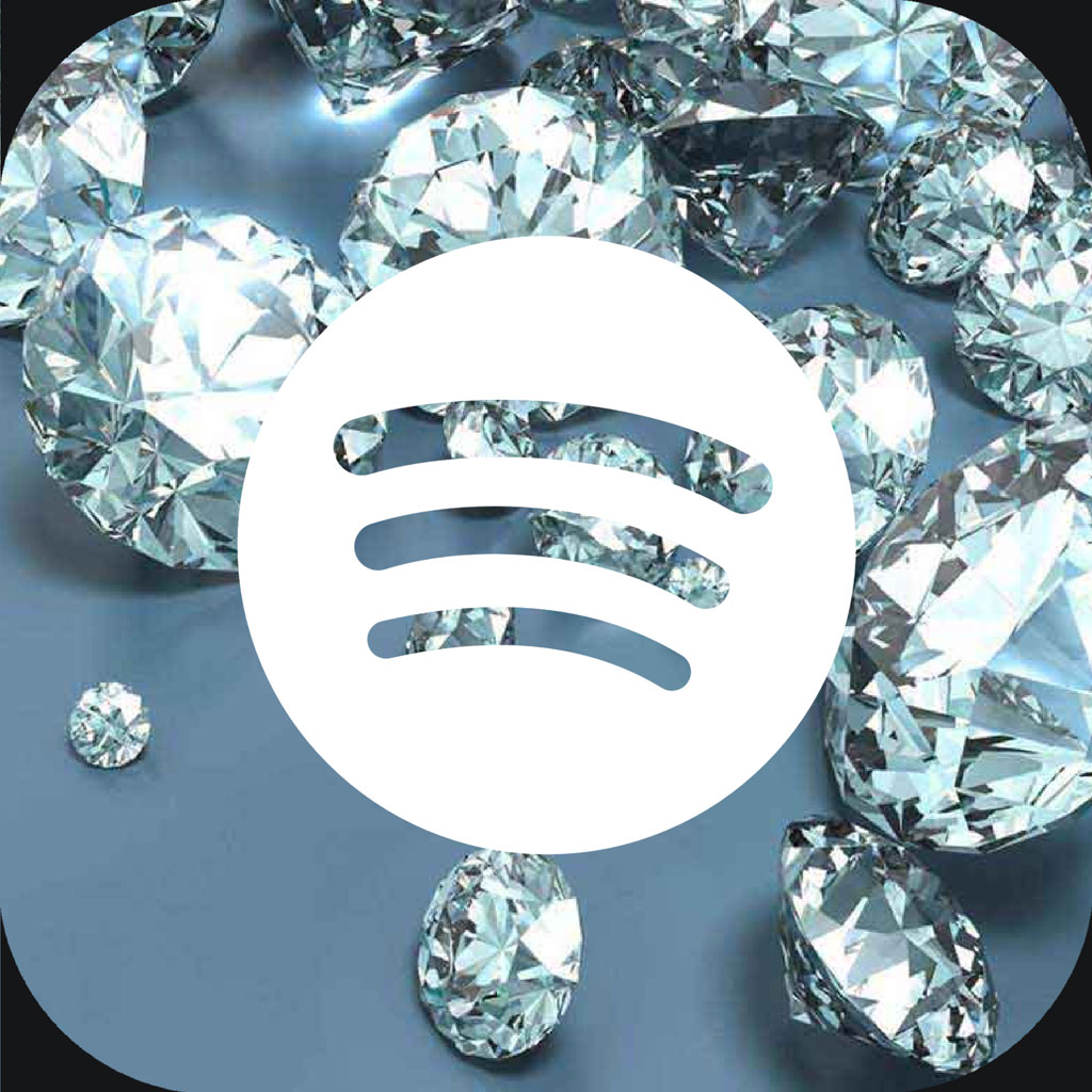 Spotify logo surrounded by diamonds