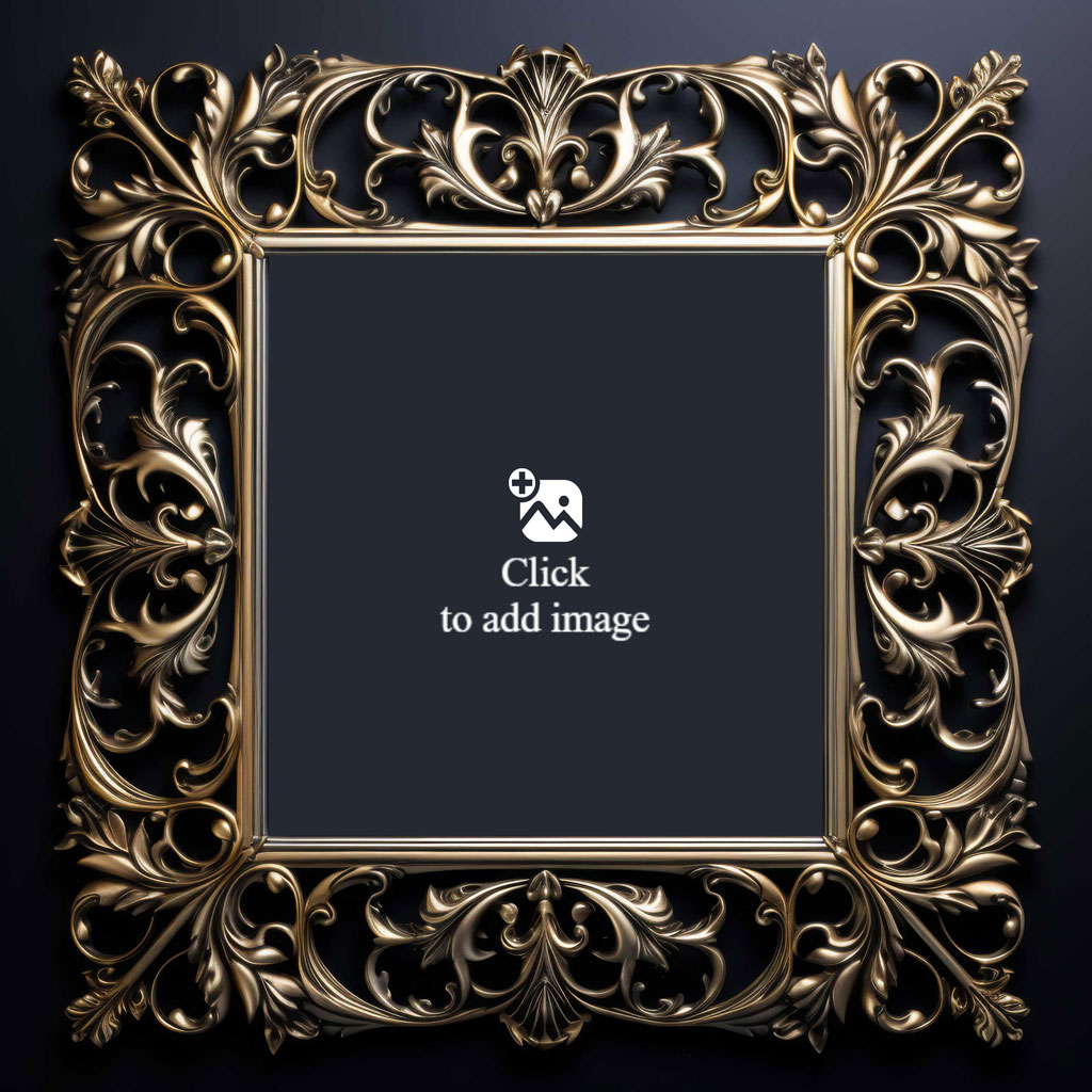 Ornate gold picture frame with a black center