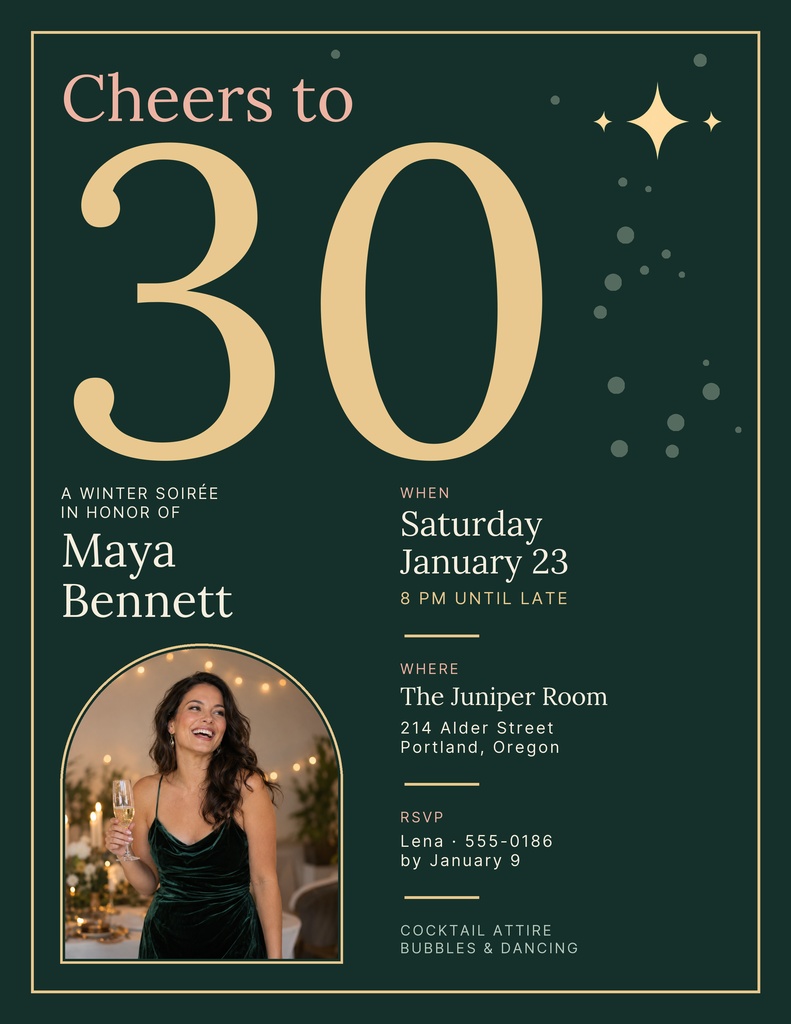Preview for Cheers To Thirty Letter Flyer Template