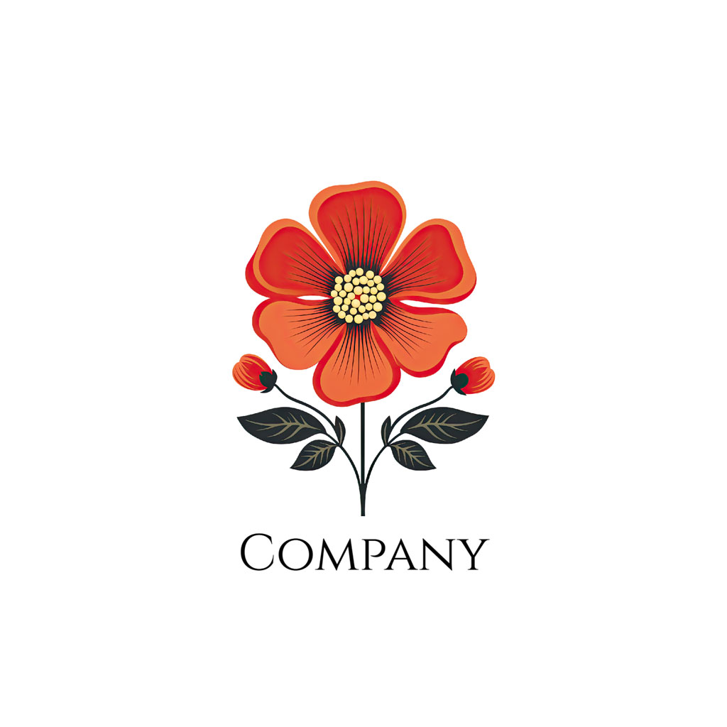 Red flower logo with COMPANY text