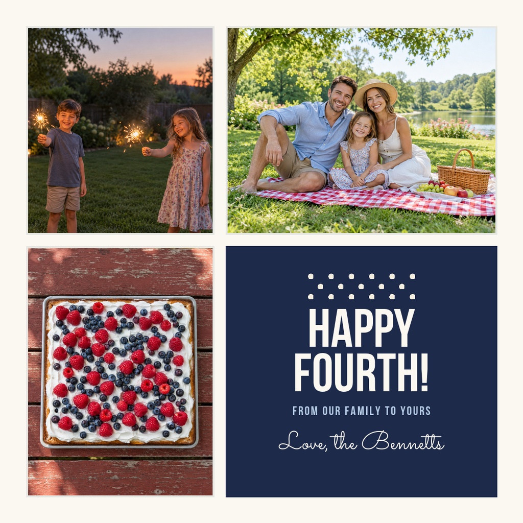 Preview for Happy Fourth From Our Family Square Post Template