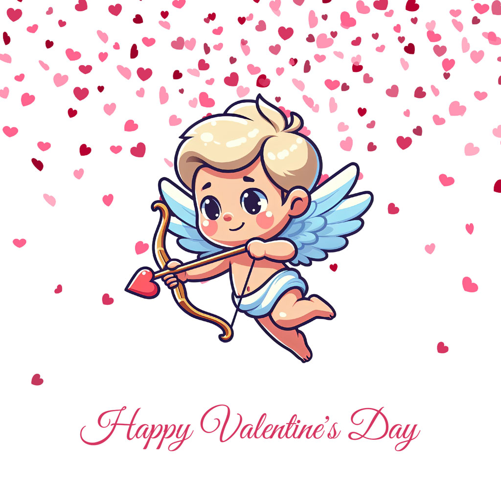 Cartoon cupid with bow and arrow