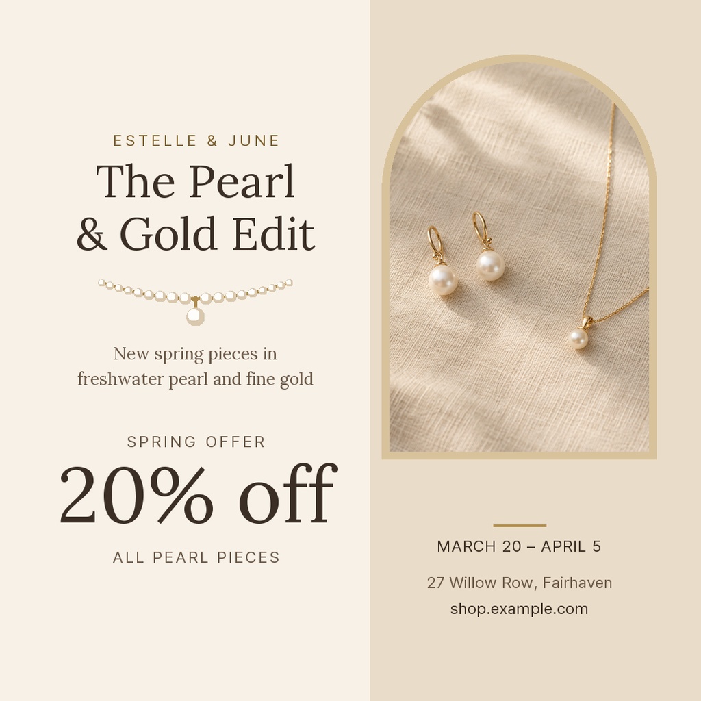 Preview for The Pearl And Gold Edit Square Post Template