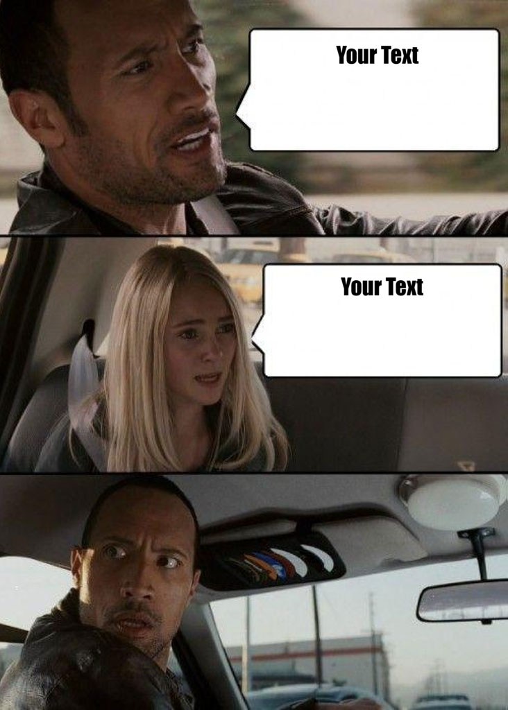 A three-panel meme showing a man and woman in a car with shocked expressions