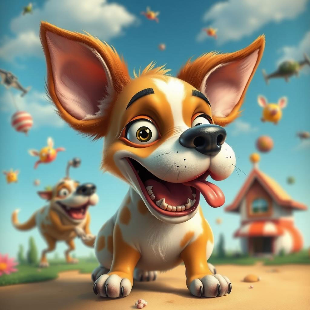 A cartoon clown juggling balls in a colorful room with other playful characters.