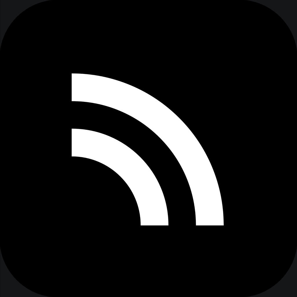 RSS feed icon on a black background