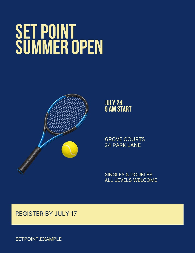 Preview for Set Point Club Letter Flyer Template
