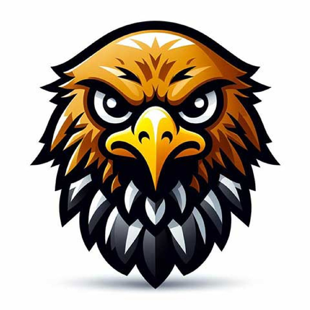 3D cartoon eagle with brown feathers and yellow beak