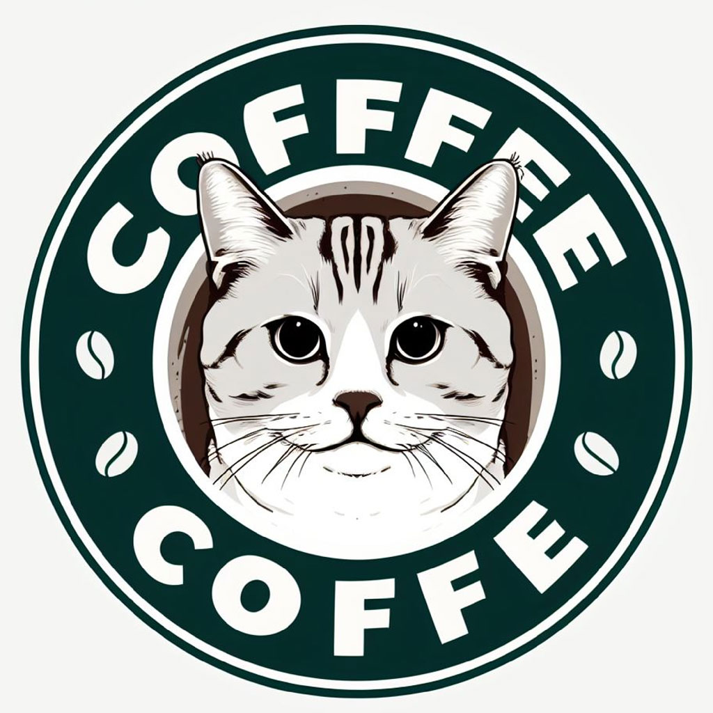 Illustration of a cat holding a coffee cup