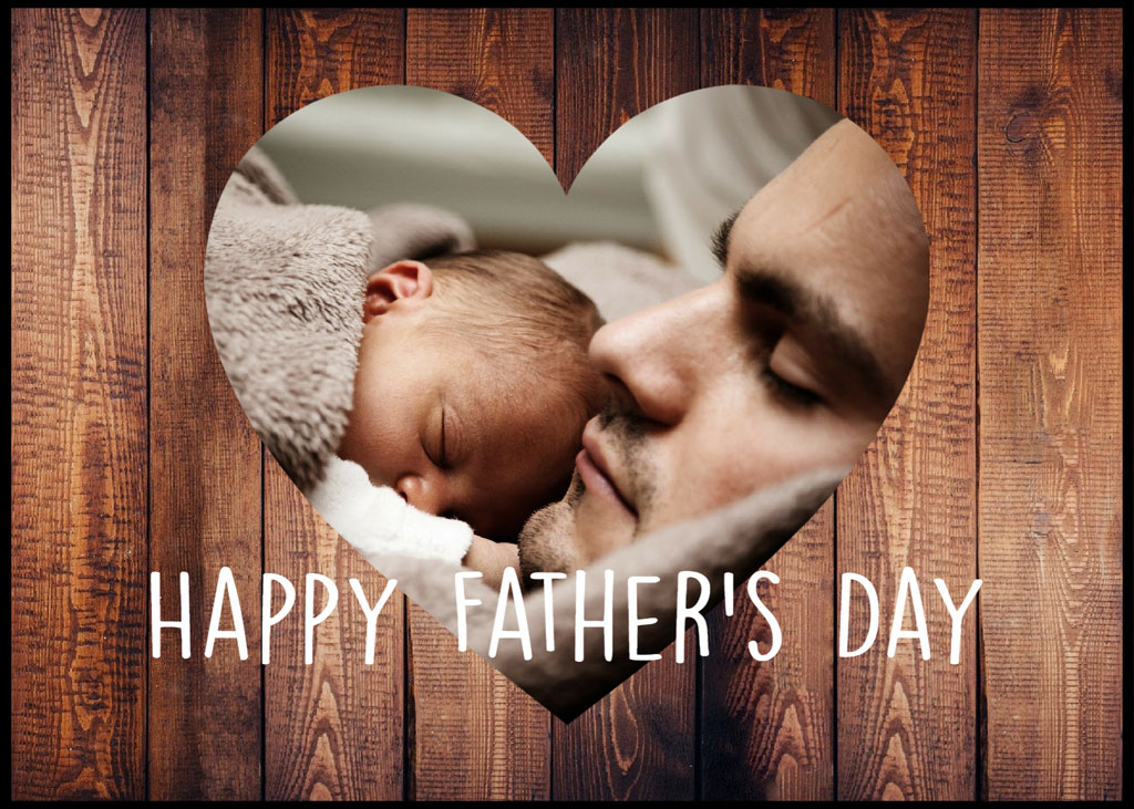 Father and child sleeping together in a heart shape