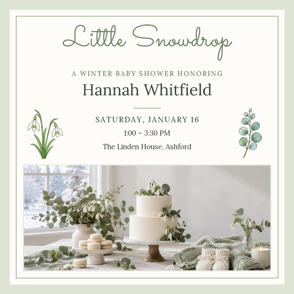 Preview for Little Snowdrop Shower Square Post Template