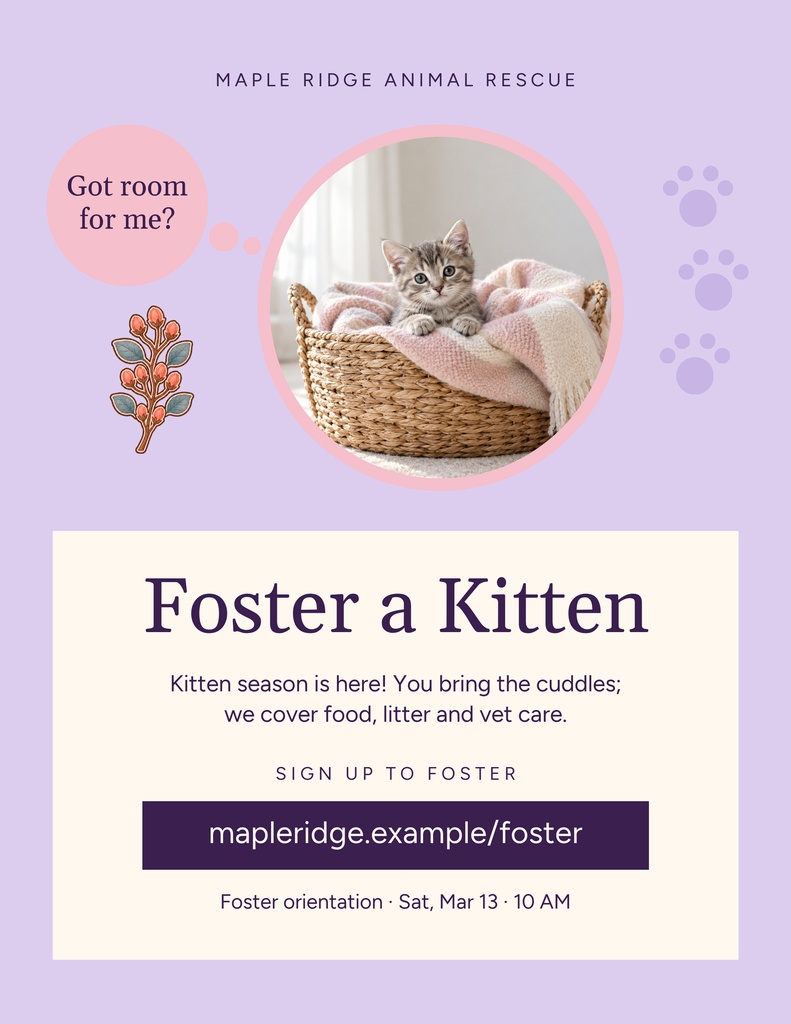 Preview for Spring Kitten Season Fosters Letter Flyer Template