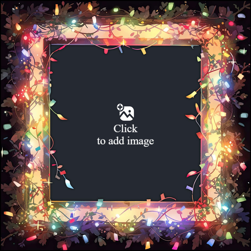 Family of four posing together outdoors with a festive frame