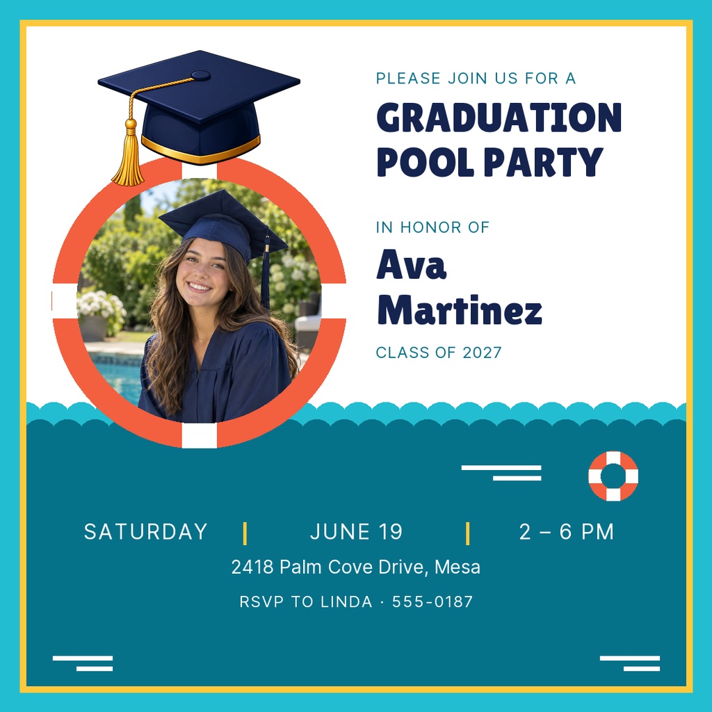 Preview for Graduate Pool Party Square Post Template