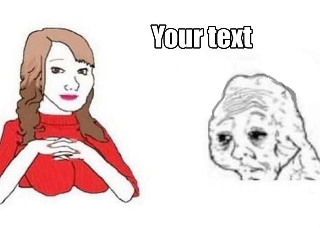 Meme template with a woman in red and an old man