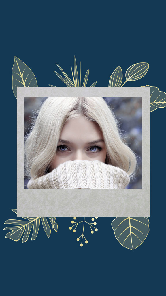 Blonde woman with blue eyes and white sweater