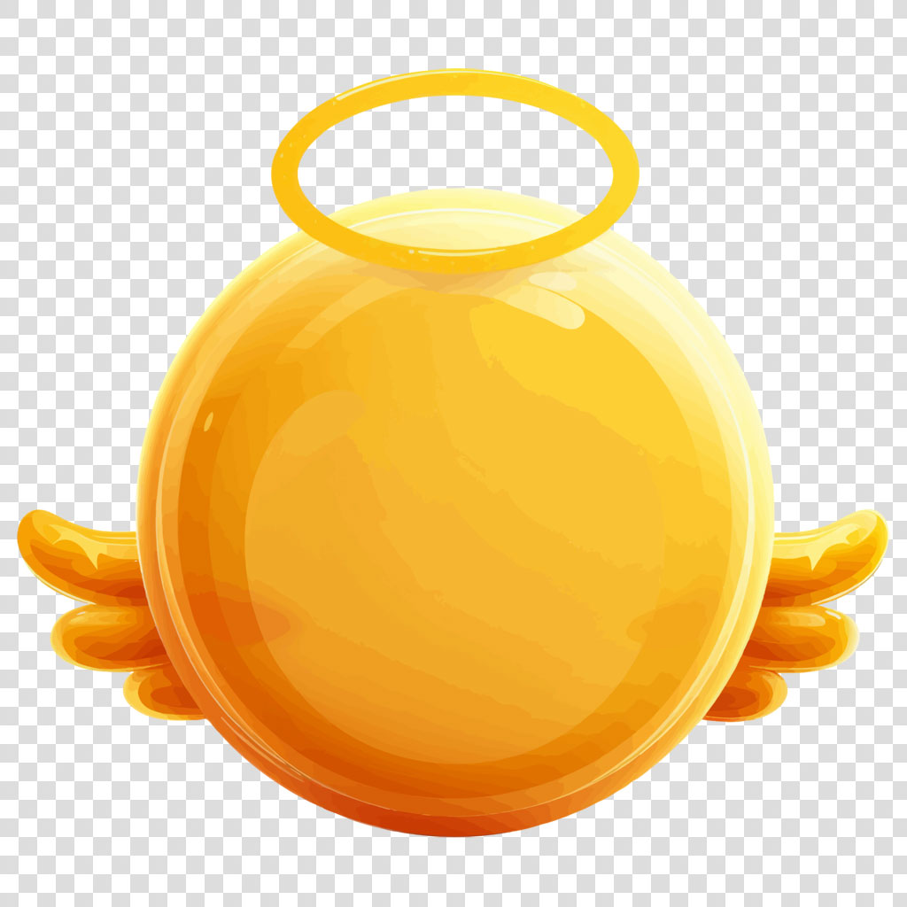 Golden angel icon with wings and halo