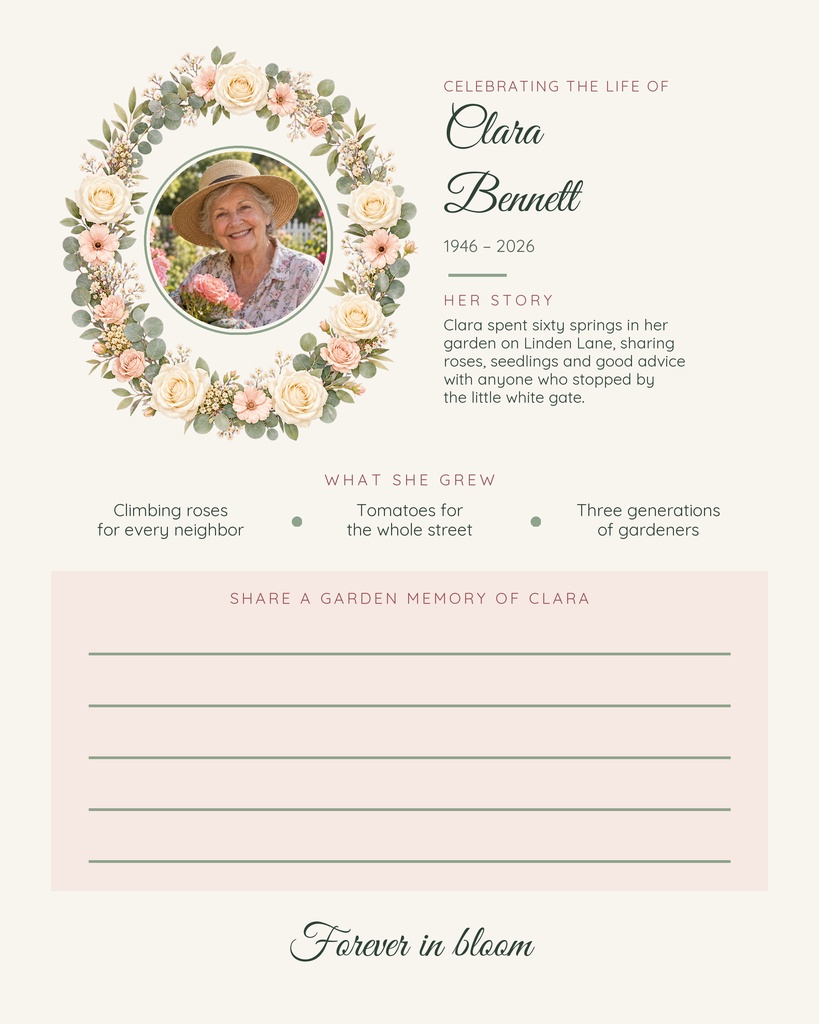 Preview for Where The Roses Grow Memory Page Template