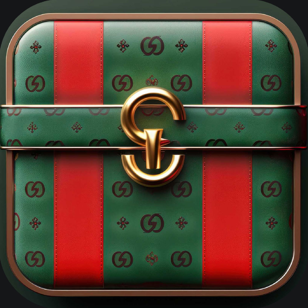 Gucci handbag with red and green stripes and gold clasp