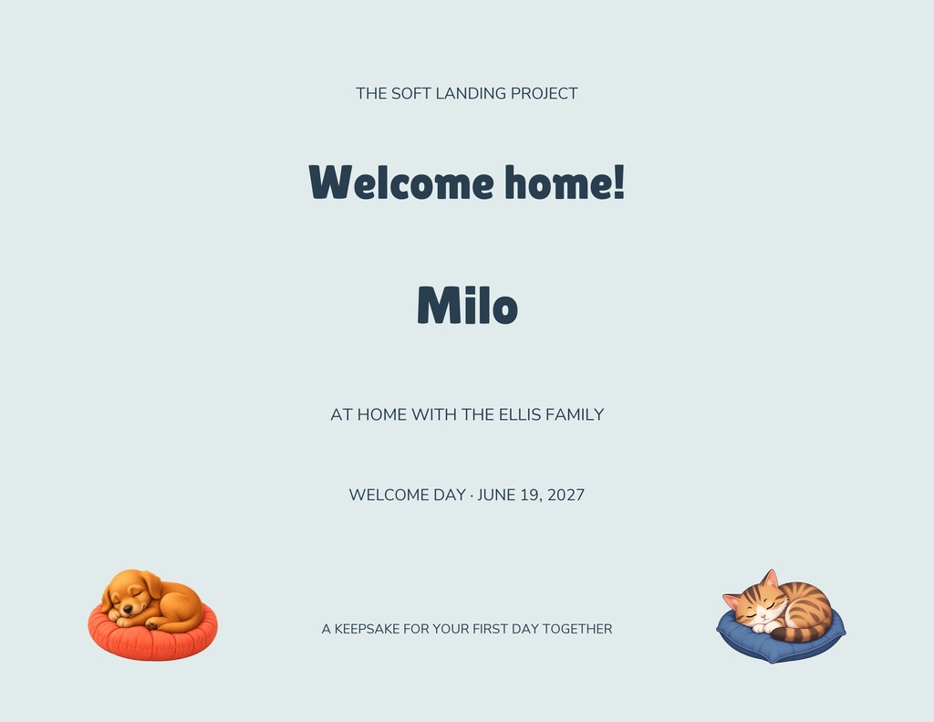 Preview for A Soft Landing Keepsake Certificate Template