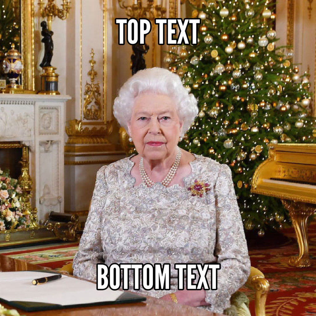 Queen Elizabeth II sitting in a decorated room with a Christmas tree