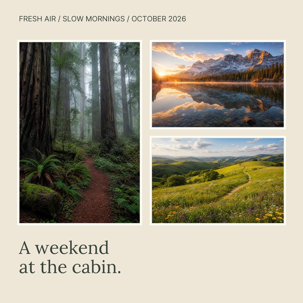 Preview for A Weekend At The Cabin Square Collage Template