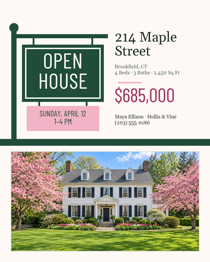 Preview for Spring Open House On Maple Street Portrait Post Template