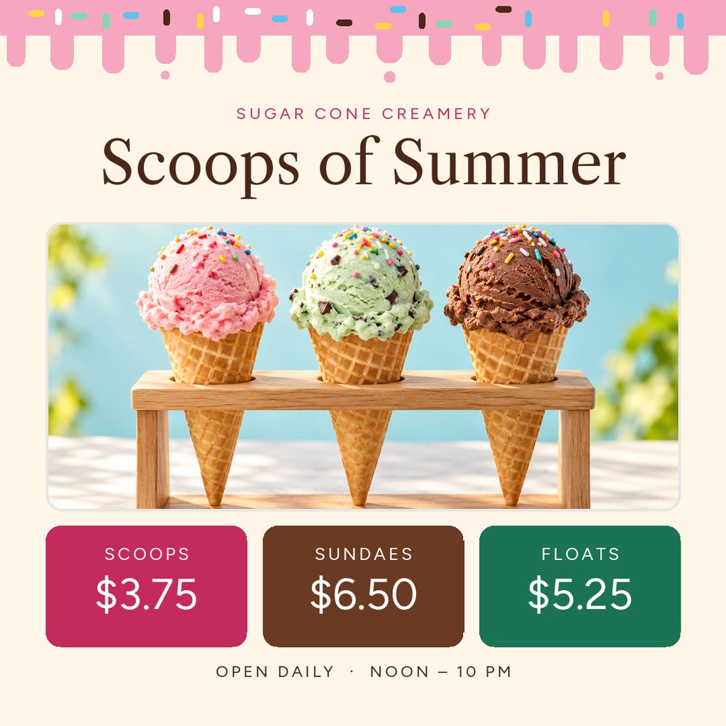 Preview for Scoops Of Summer Square Post Template