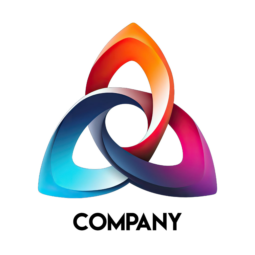 Company logo with colorful, intertwined shapes