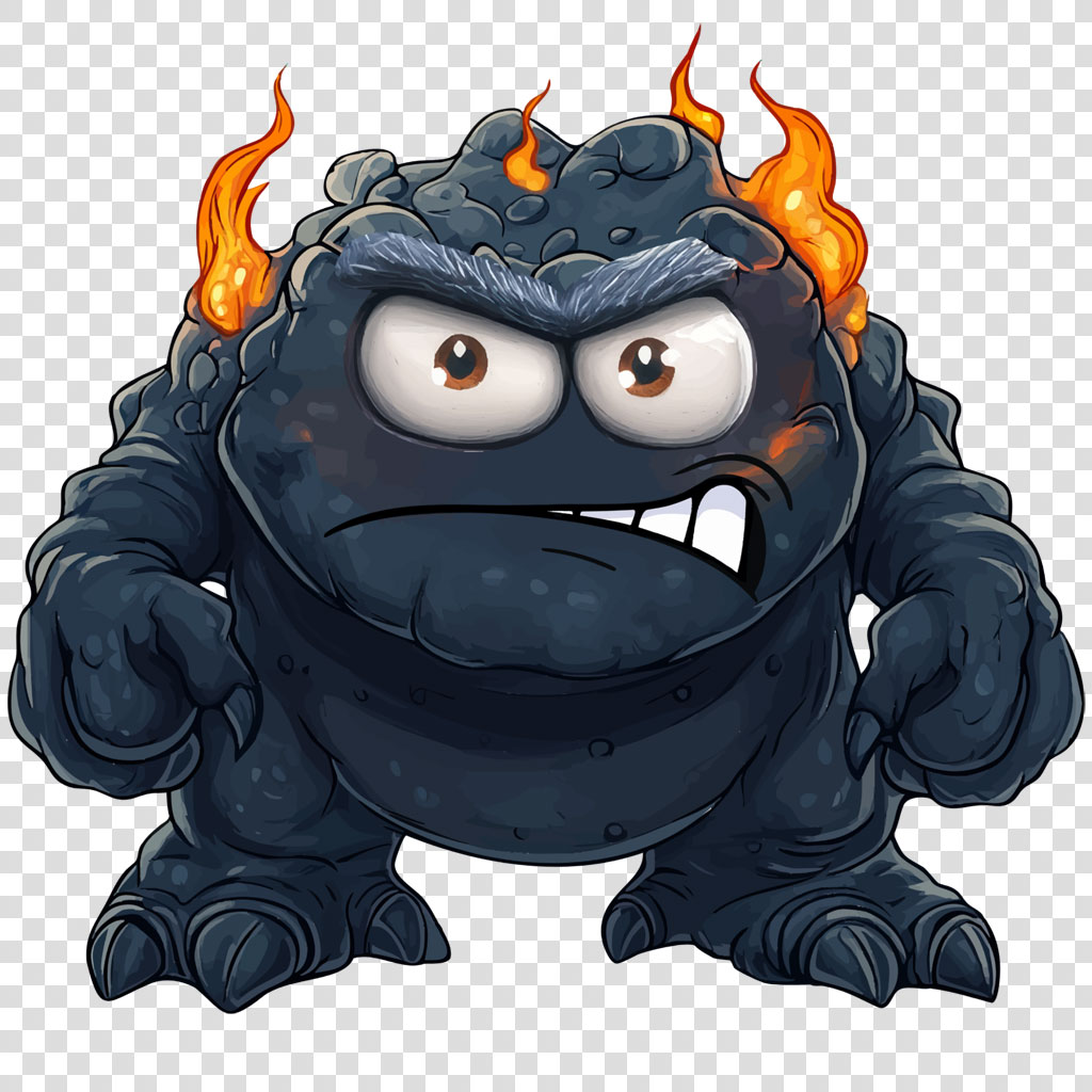 Angry lava monster cartoon character