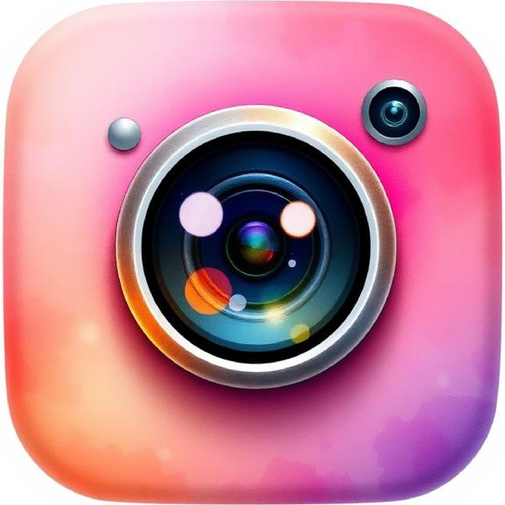 Camera app icon with lens and gradient background