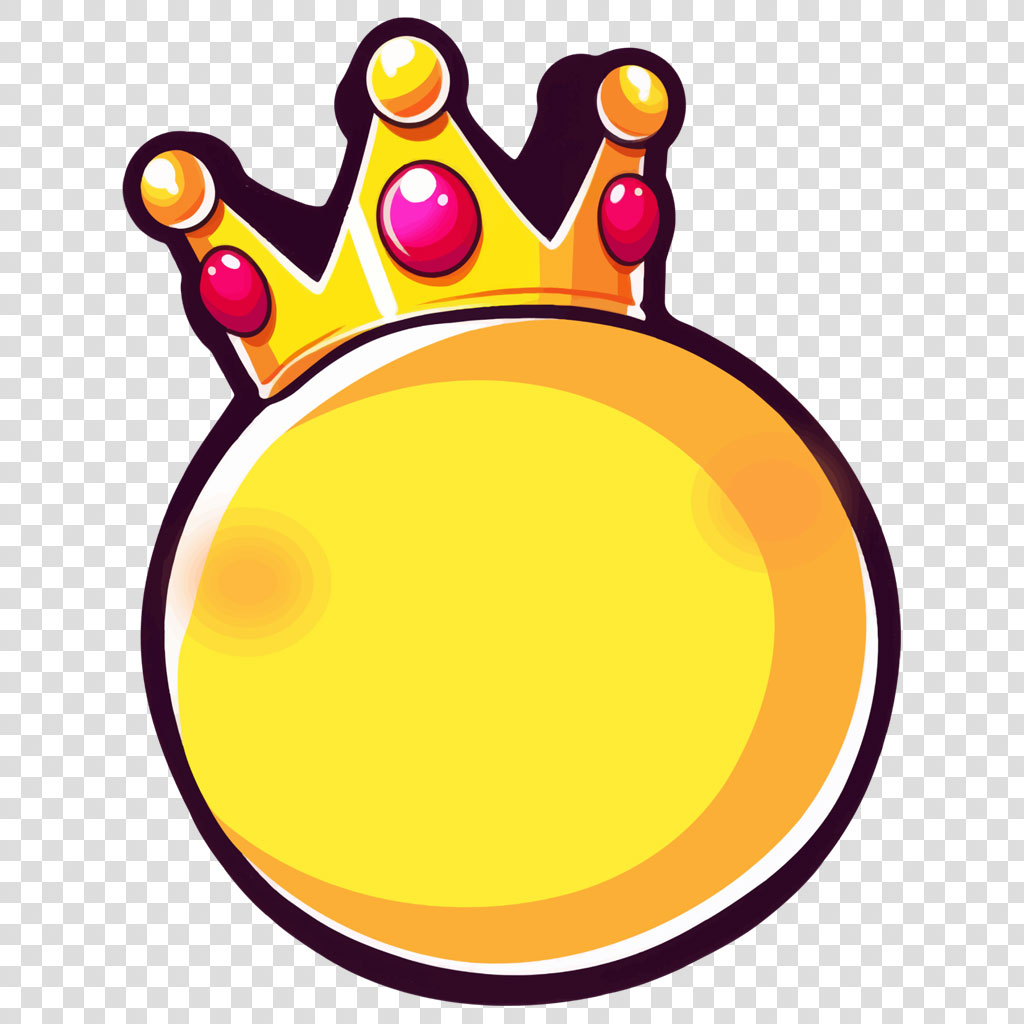 Golden crown icon on a yellow circle