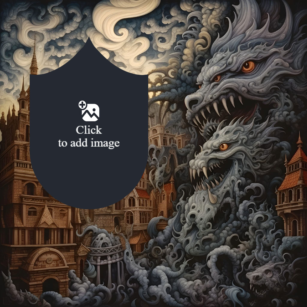 Fantasy artwork of a monster attacking a medieval city