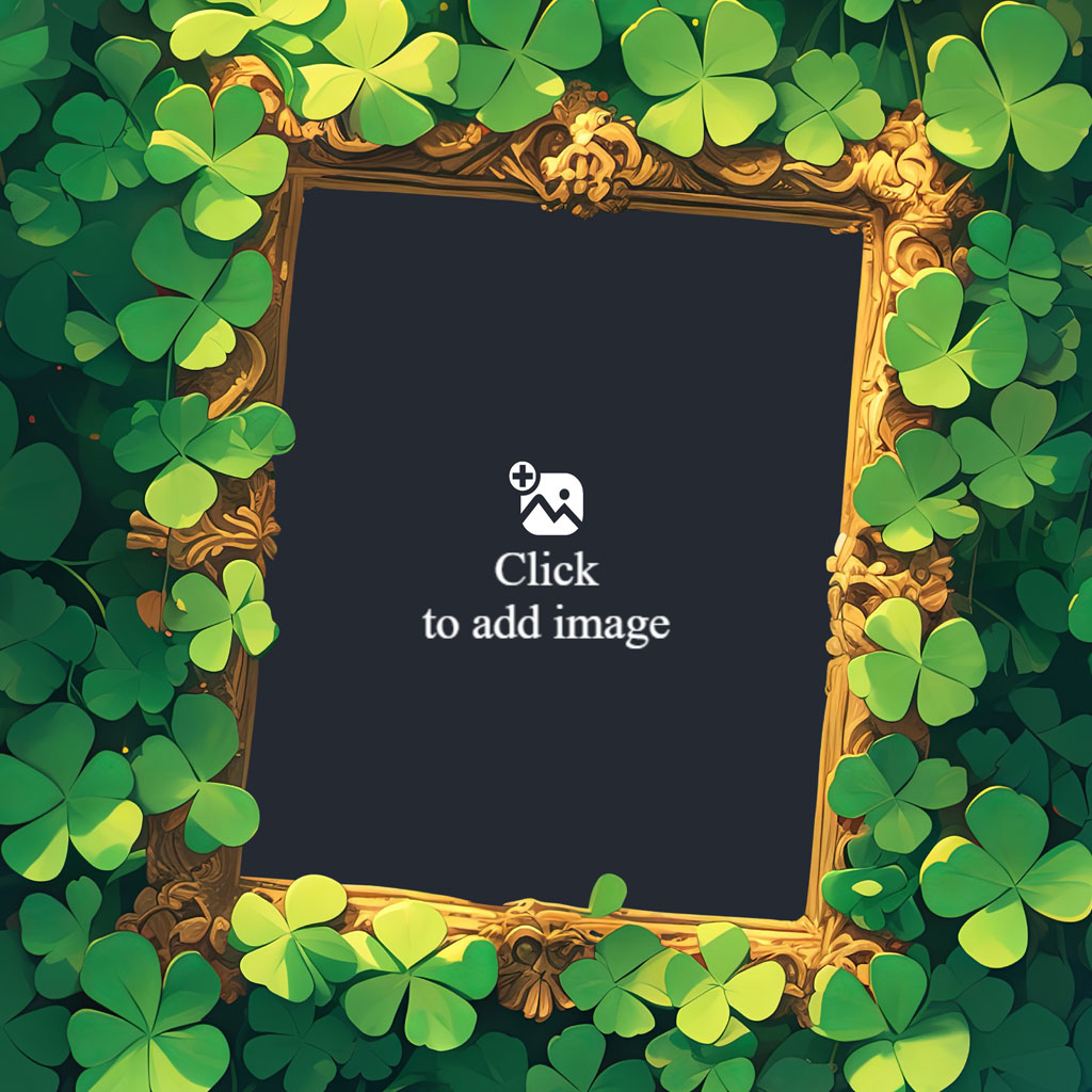 Golden frame with shamrocks around it