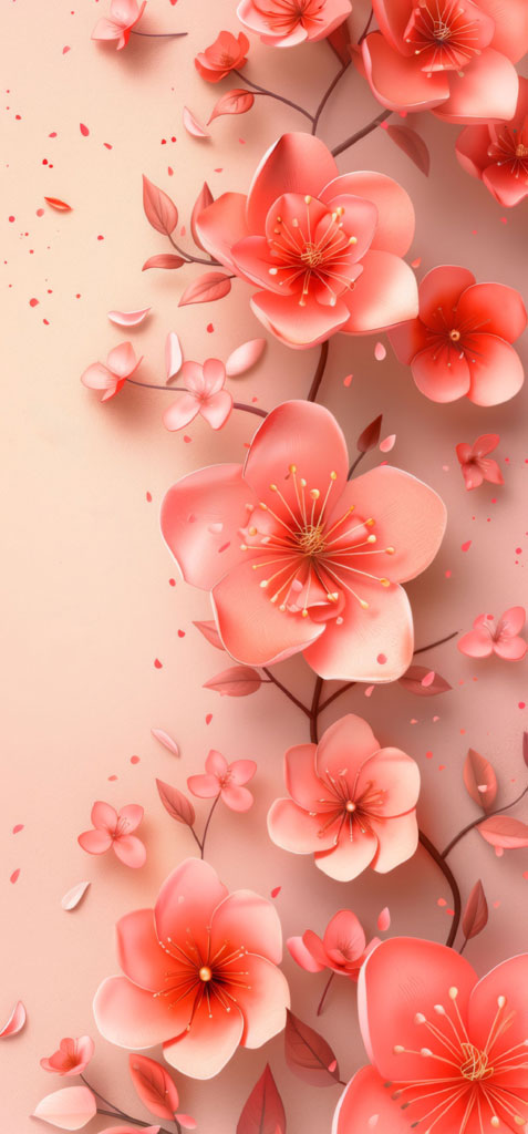 Pink flowers and petals on a gradient background