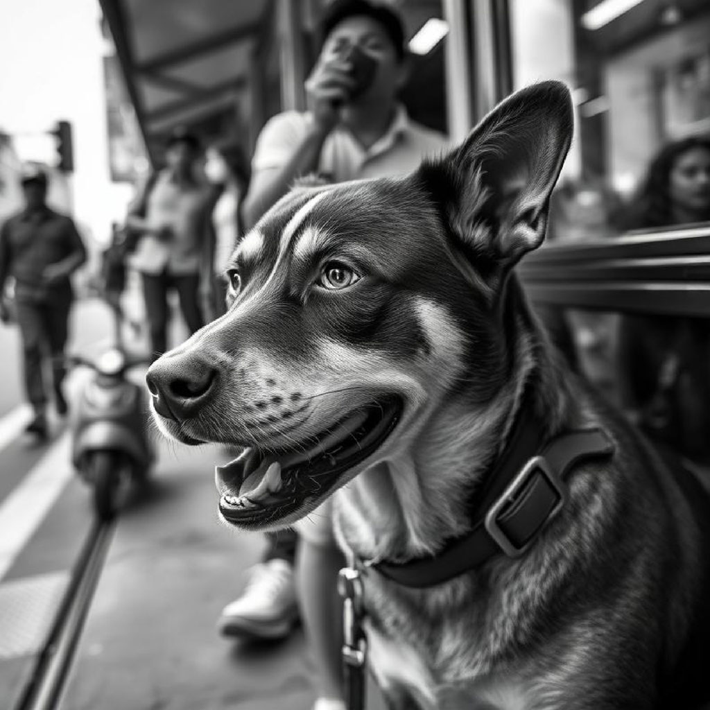 Black and white image of a crowded city street