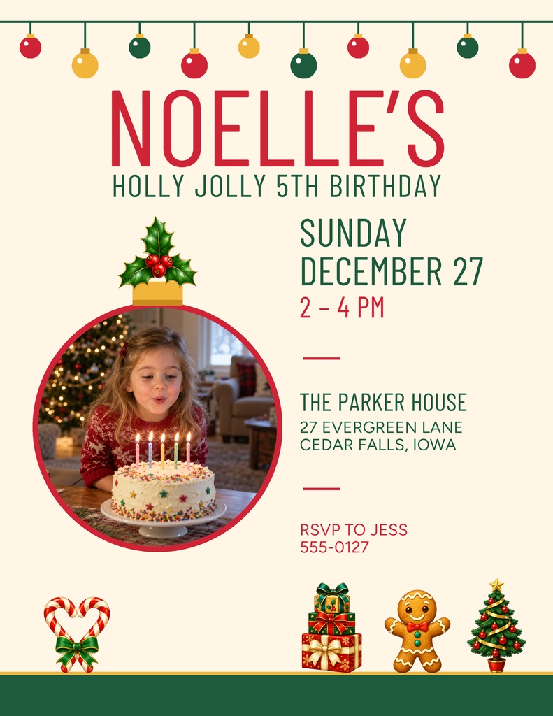 Preview for Holly Jolly Five Letter Flyer Template