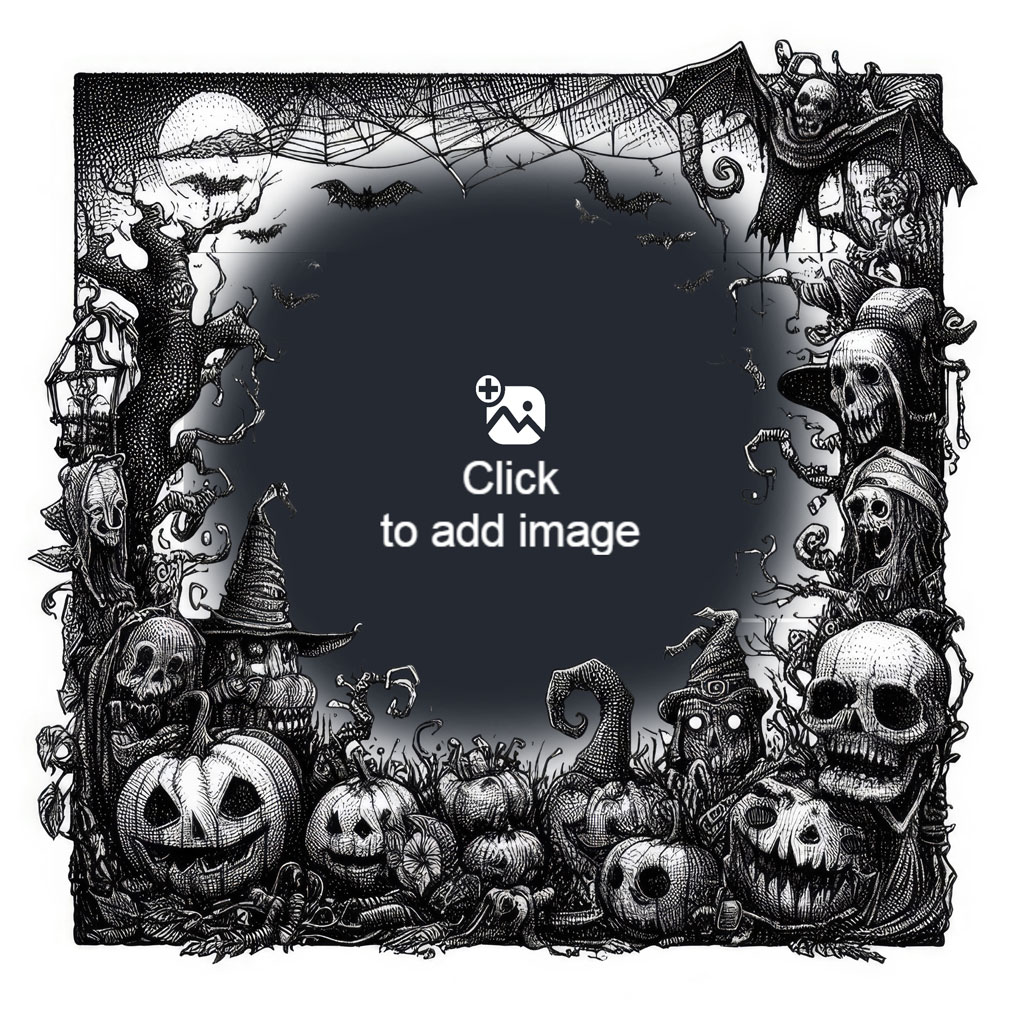Halloween frame with skulls and pumpkins