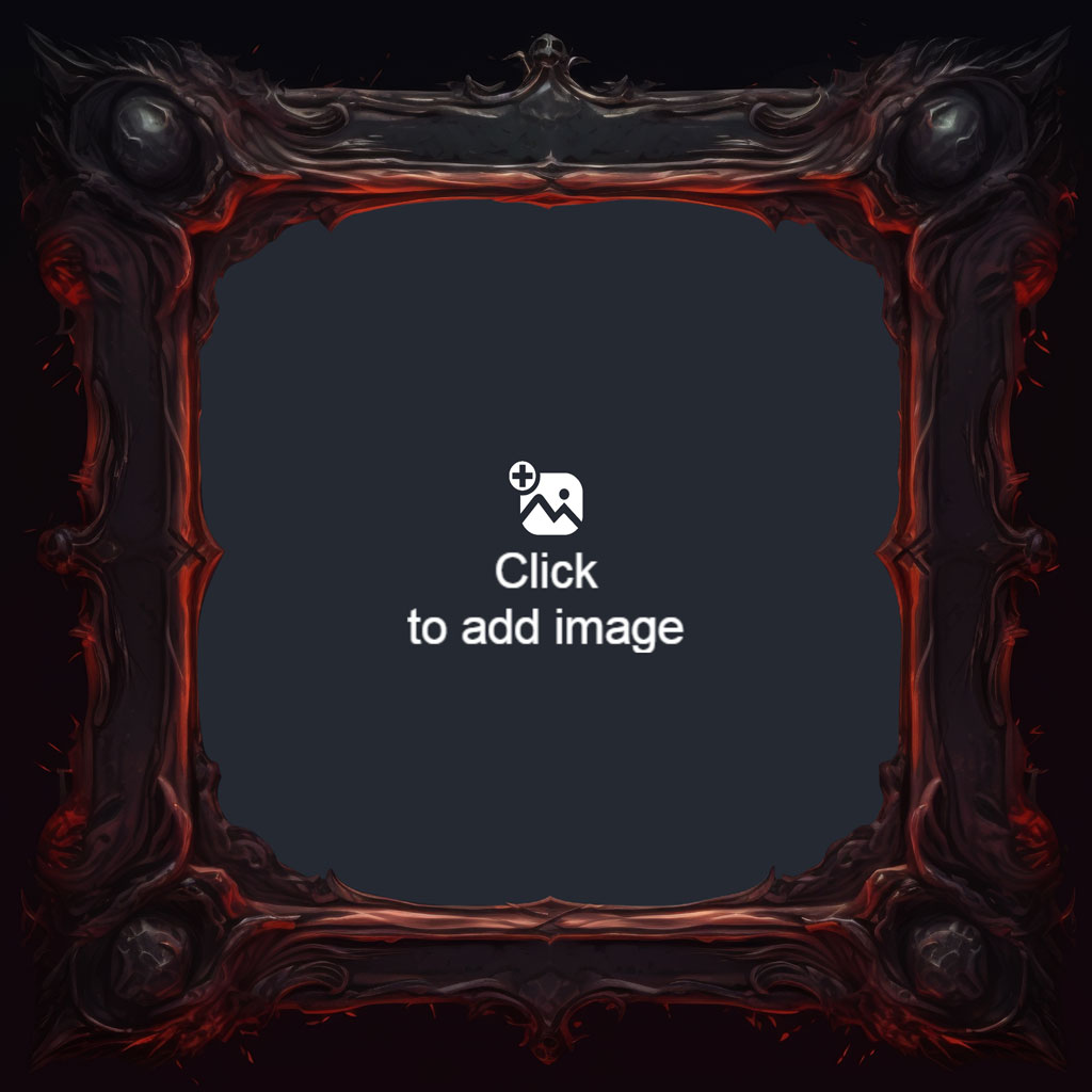 Ornate dark fantasy frame with red highlights