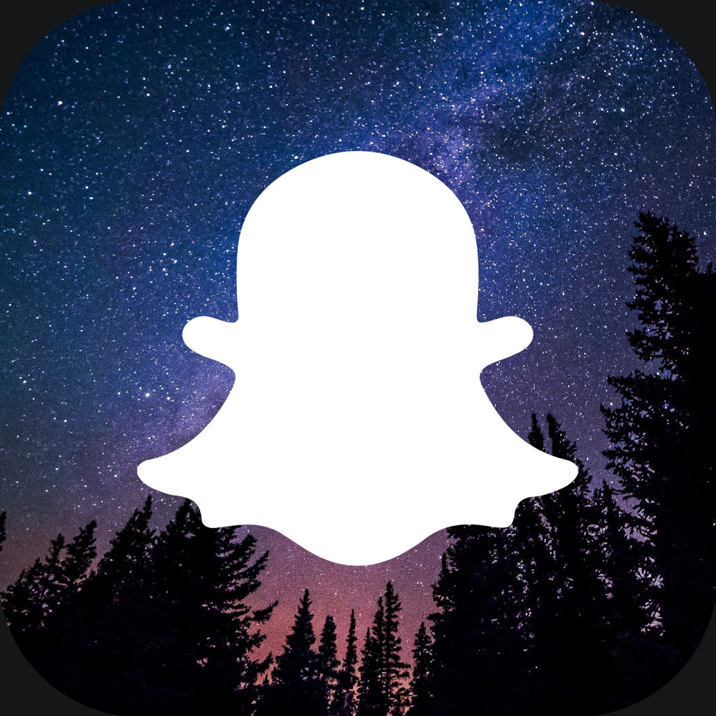 Snapchat logo on a starry night sky background