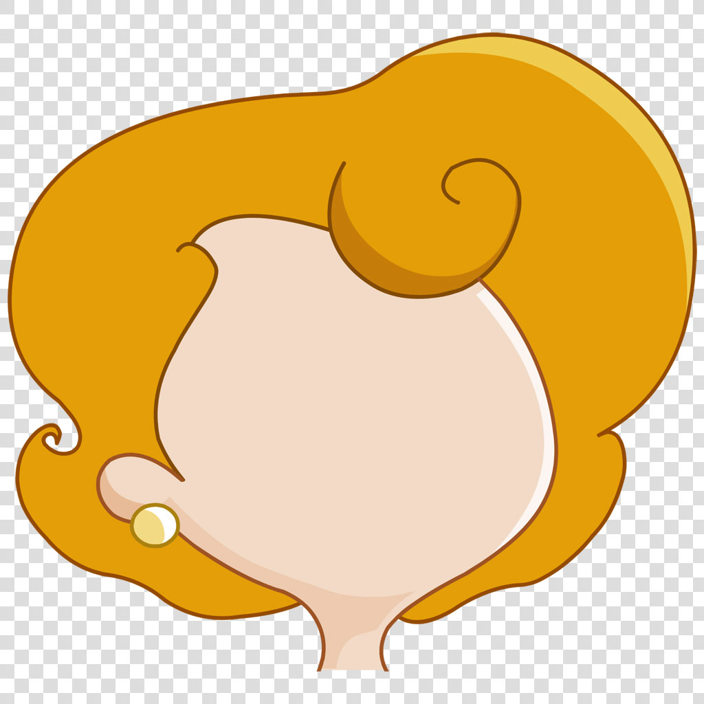 Cartoon woman with blonde hair and earrings