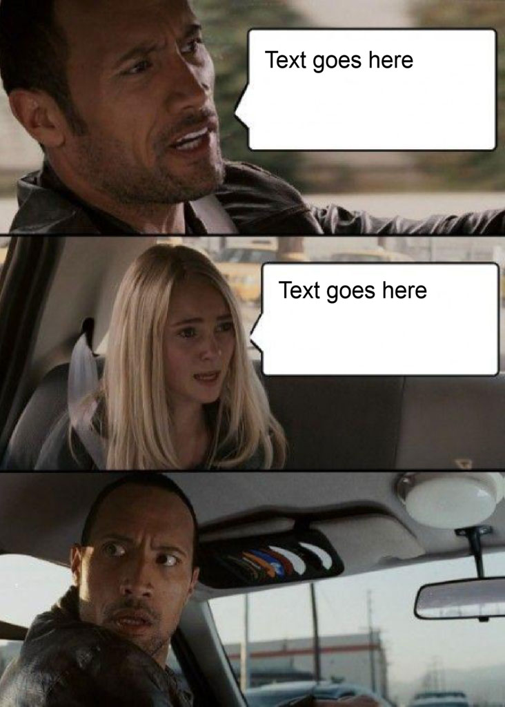 Meme of a man and woman in a car with a shocked reaction