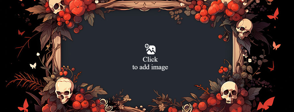 Halloween frame with skulls and red berries