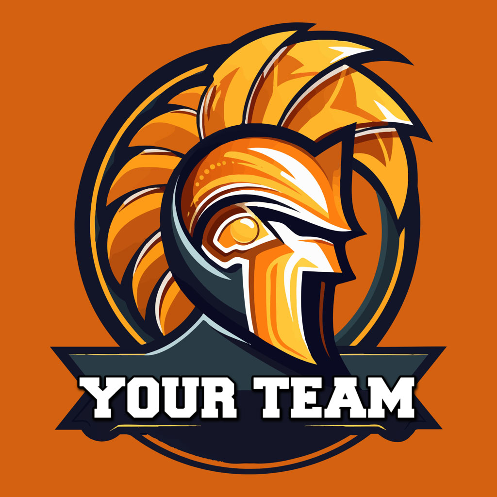Spartan warrior logo template with 'YOUR TEAM' banner