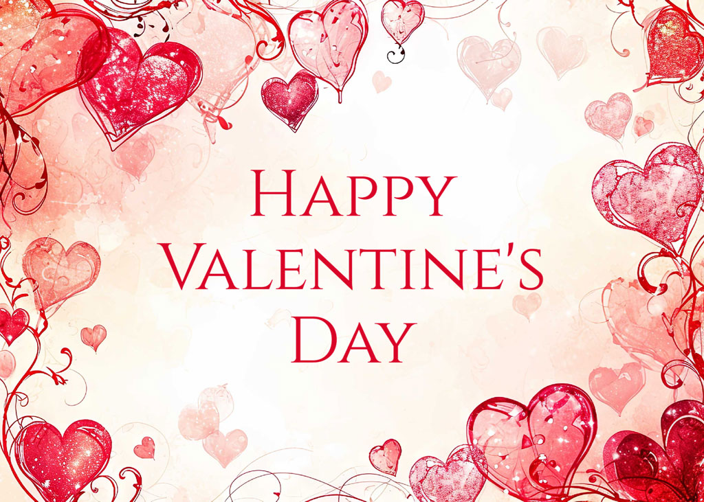 Happy Valentine's Day greeting with red hearts
